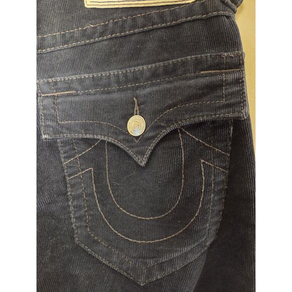 True Religion Corduroy Pants Mens 29x28 Deep Blue Straight Leg Flap Pockets - Picture 9 of 10